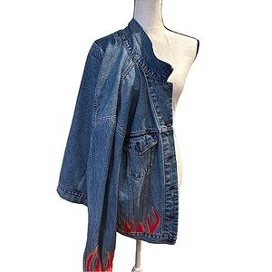 Vintage Reworked Levi Denim Jacket with Flames - gender neutral